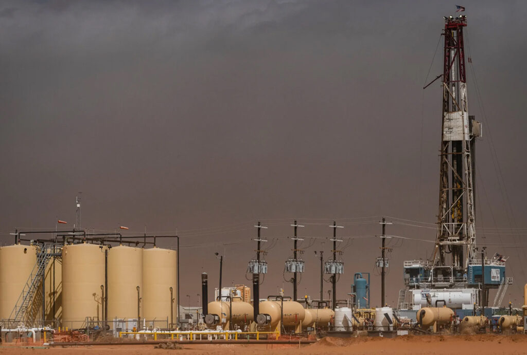 an exxon mobil corp. oil drilling rig near stanton, texas 1200x810