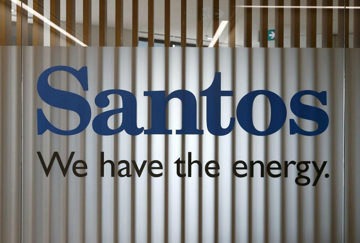 FILE-PHOTO-The-logo-of-Australian-oil-and-gas-producer-Santos-Ltd-is-pictured-at-their-Sydney-office