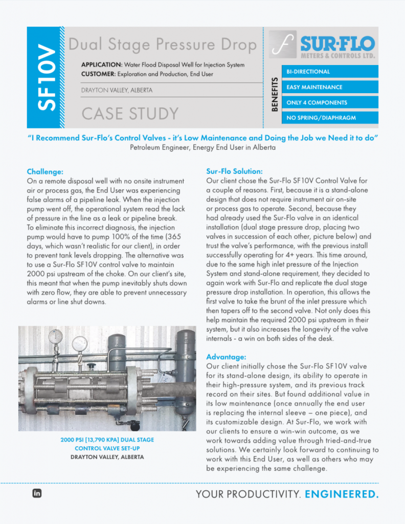 CASE STUDY - SF10V Dual Stage Pressure Drop - Sur-Flo Meters & Controls Ltd.