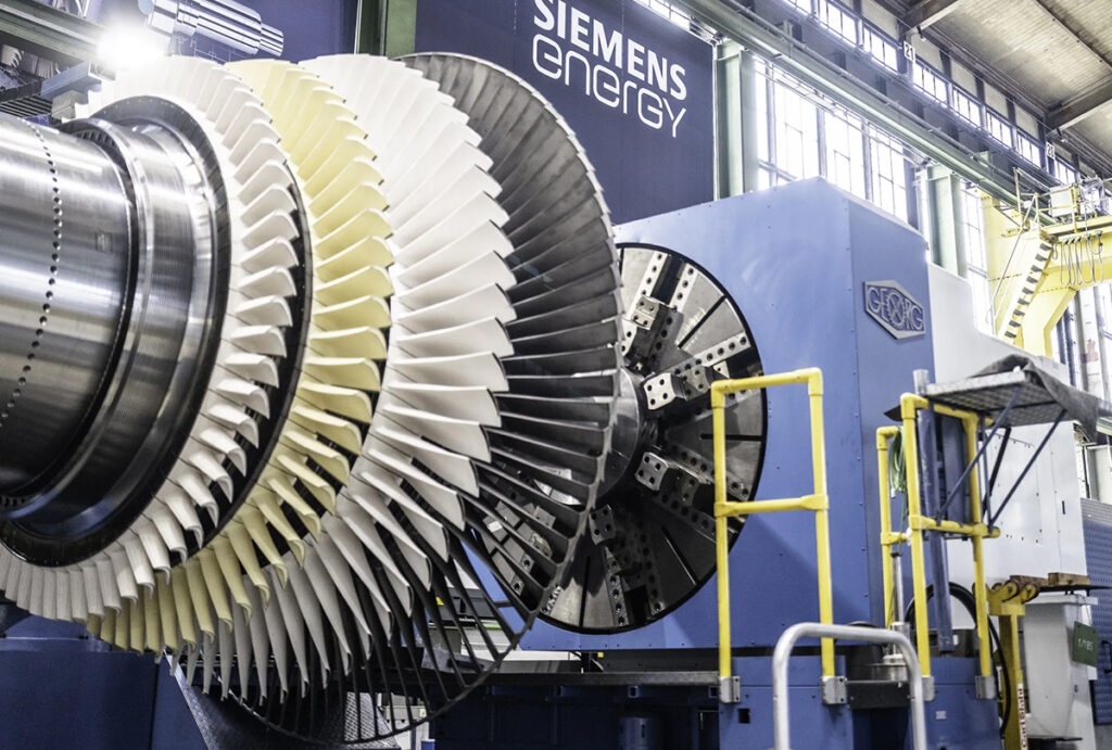gas turbine components, rotors and stators, tested at the siemens energy ag manufacturing plant in berlin, germany 1200x810