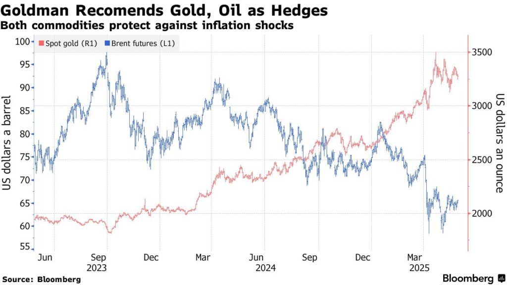 goldman recommends gold oil as hedges