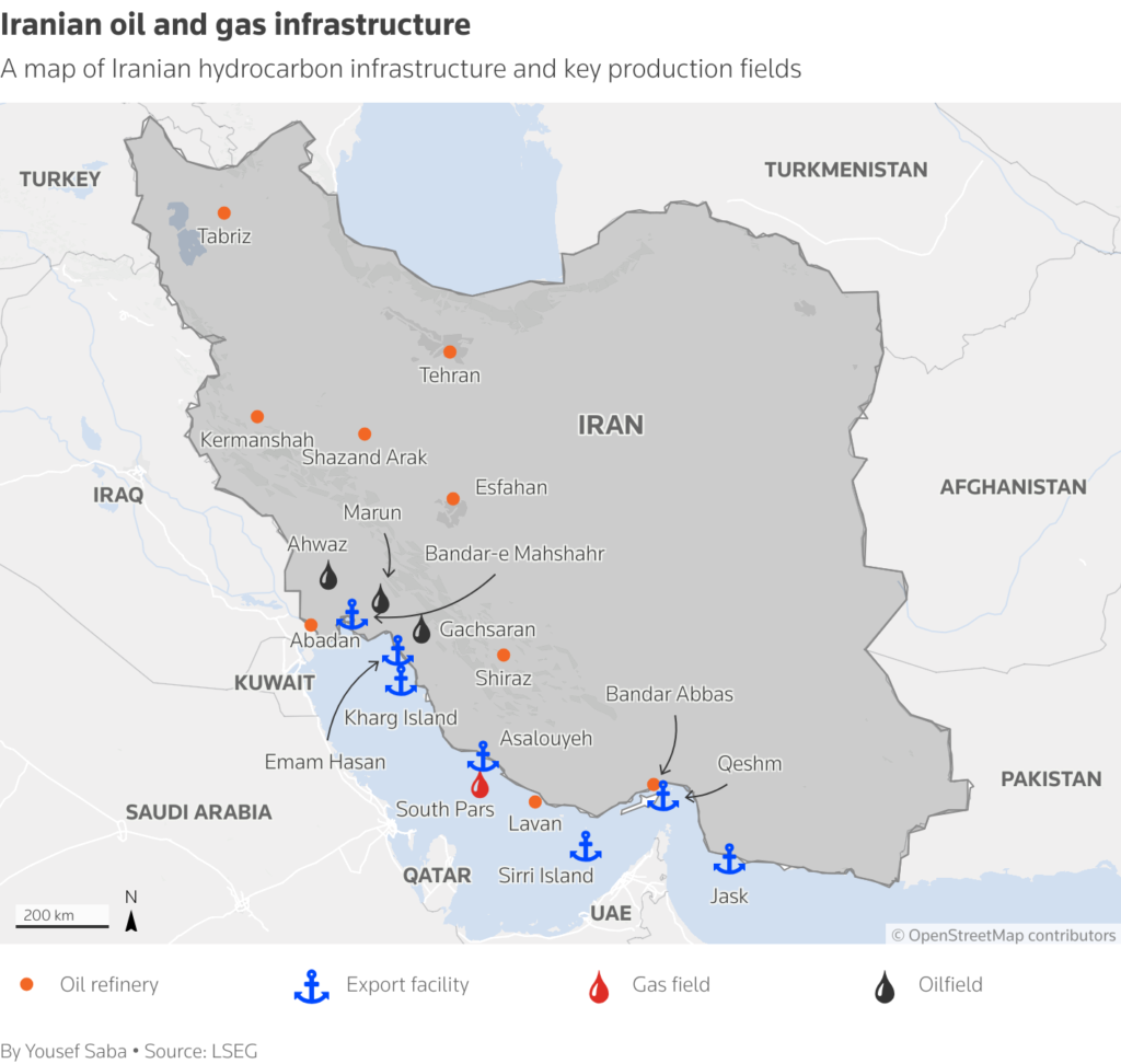 iranian oil and gas infrastructure chart
