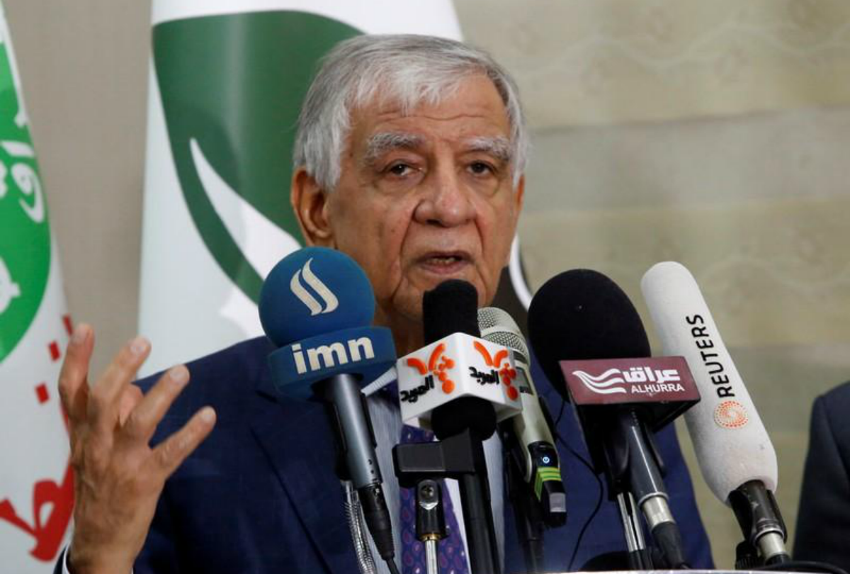 FILE PHOTO: Iraqi Oil Minister Jabar al-Luaibi speaks during a news conference in Basra, Iraq June 6, 2018. REUTERS/Essam Al-Sudani