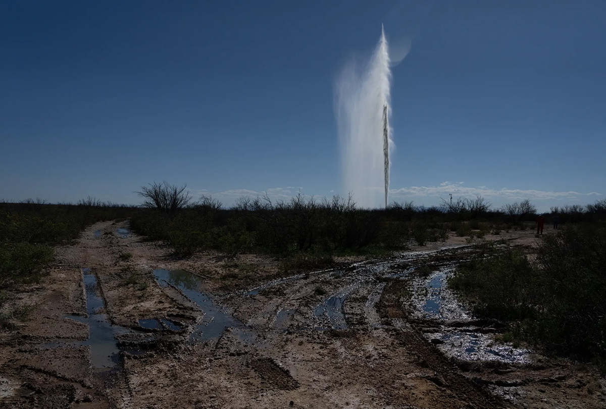 produced water gushes out of the ground a geyser in toyah, texas 1200x810