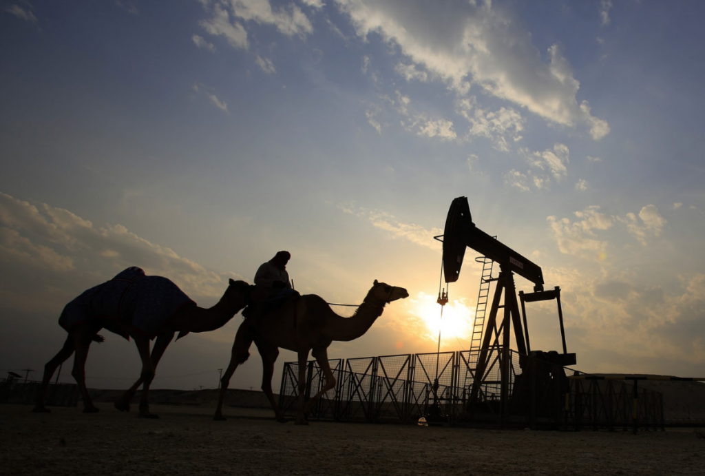 A desert oil field in the Sakhir area of Bahrain. The country ranks 57th in the list of oil producers. Photograph: Hasan Jamali/AP