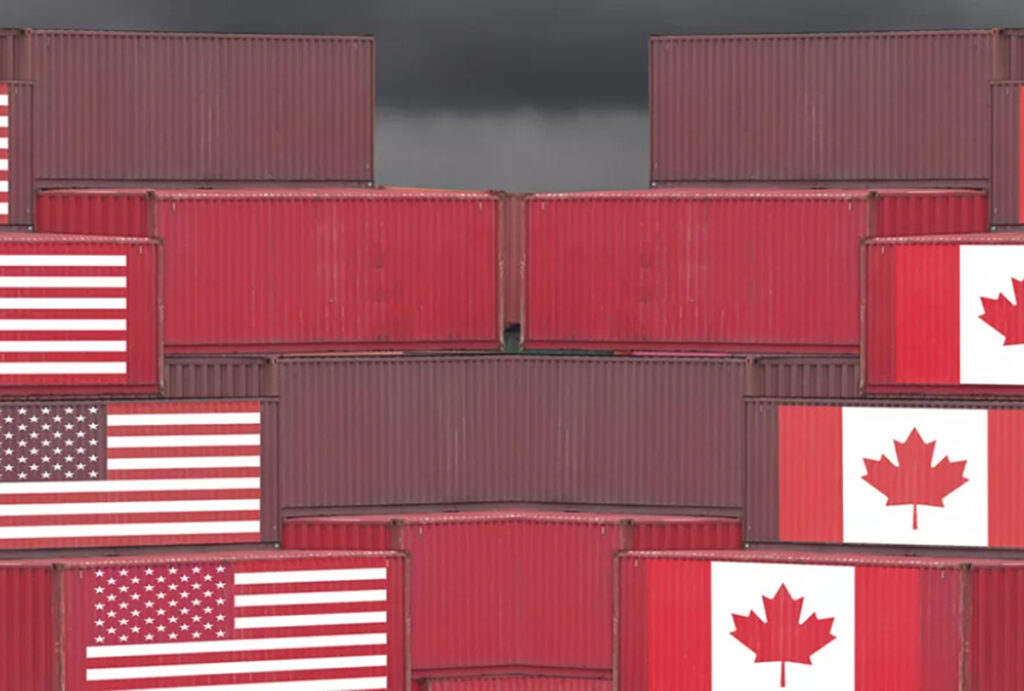 trade war containers flags